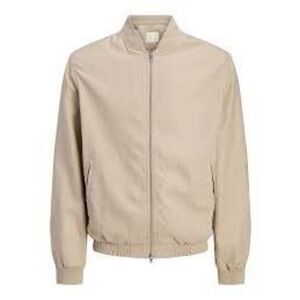 Coofandy Men's S Casual Zip Up Jacket Cream Linen Blend Bomber Spring Minimalist